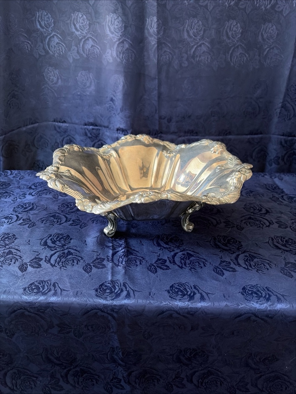 Vintage Victorian Style Silver Plated Pedestal Bowl-10.75” x 4”